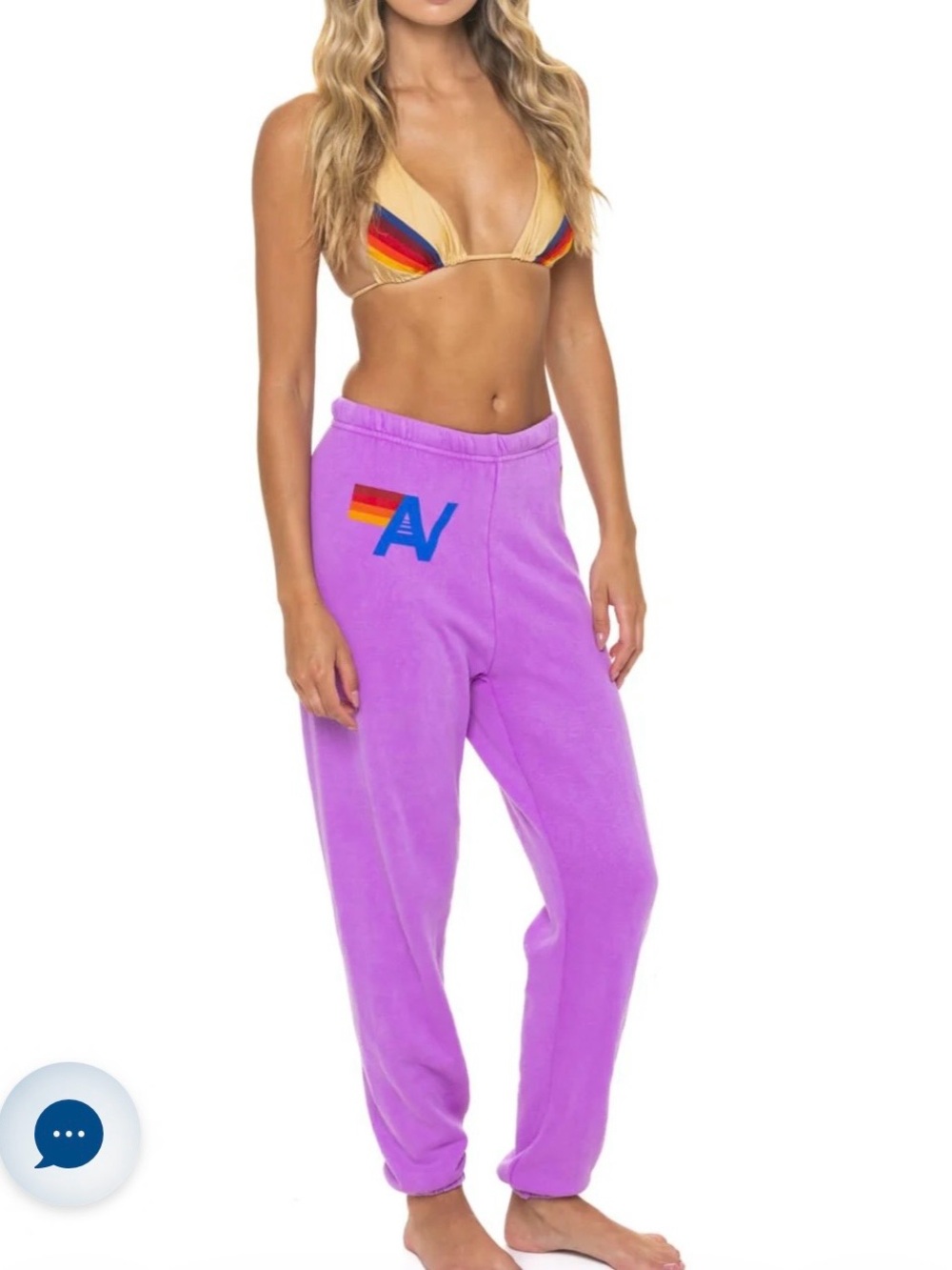 Aviator Nation Lavender Track Pants with Rainbow Logo